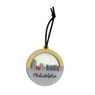 Philadelphia Skyline wooden ornament