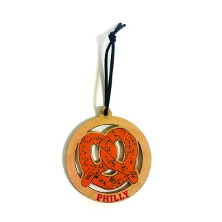 Pretzel wooden ornament